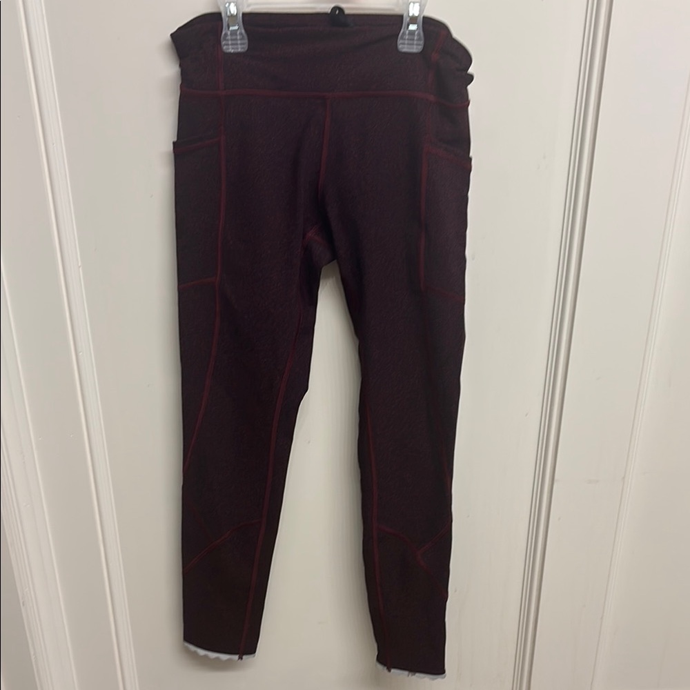 Dark Red Lululemon Capri Leggings with Pockets